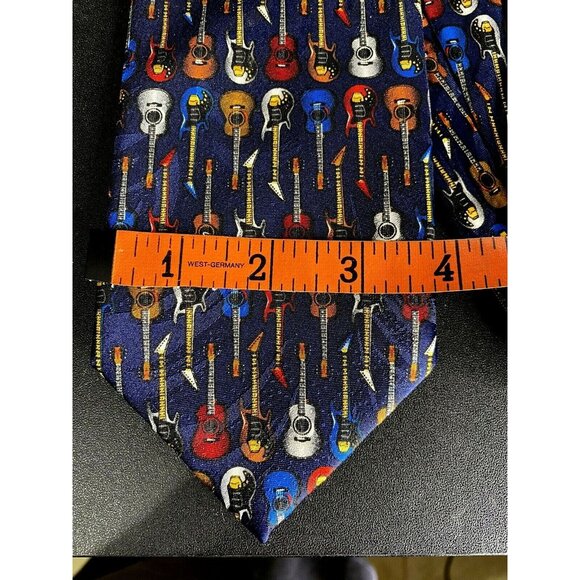 Addiction Guitar Pattern Mens Tie Classic Musicians Novelty Professional Navy - Picture 4 of 4